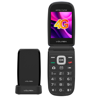 Volfen Astro Flip 4G negro - Teléfono móvil con tapa, teclas grandes, pantalla XXL