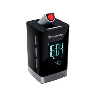 Radio Reloj ROADSTAR CLR-2496P Negro y Plata, con Proyector, 2 Alarmas