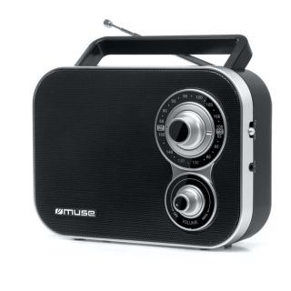Radio MUSE M-051R Color Negro, Diseño Vintage, AM/FM