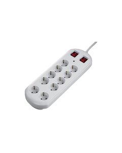 Home Regleta 10 Tomas C/Protección 13.500A+2 Interruptores 2m Blanca