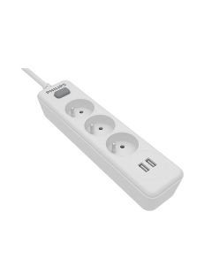 Regleta PHILIPS SPN3032WA/19 3 enchufes 2 USB
